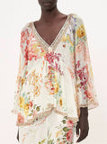 Autumn Mixed Batch Of Australian Tide Brand CML Famous Fairy Spirit Silk Print V Collar Horn Sleeves Holiday Blouse