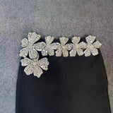 Flower Diamond Set Dress Banquet Femininity Fashion Elegant High-End Felt Banding Evening Dress