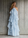 Holiday Wind Beach Beach Sling Skirt 2025 Summer New Hanging Neck Sleeveless Leaves Side Solid Dress