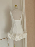 Sheath White Satin Holiday Dress Travel Vacation Dresses Short Birthday Dress SD1253
