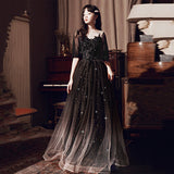 Dress Women 2025 New Banquet Temperament Art Exam Black Annual Banquet Dress Birthday Party Dress