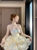 Ball Gown Strapless Short Champagne Lolita Dresses Party Dress Birthday Outfits SD1197