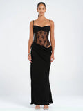 Women's Sling Lace Tight Dress Spliced Fall Fishtail Dress DJPT