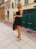 Summer Women's New Fashion Sexy Street Hanging Neck Solid Dress