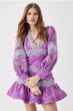 Autumn New V-Neck Lantern Sleeve Splicing Hollow Design Short Dress Woman