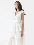 Floral Dress 2025 Australian Pastoral Wind V Collar Layer Lotus Leaf Cake Vest Dress Dress Dress