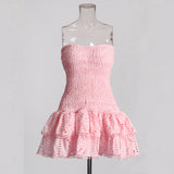 Bohemian Retro Style 2025 Spring Breast-Wearing Sexy Body-Wearing Lotus Lace Side Lace-Side Women's Dress