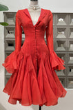 Design-Sensitive Fairy Dress 2025 Summer New Round Neck Lotus Side Horn Sleeve Dress Dress Woman