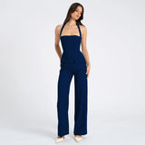 Fashion Temperament Casual Thin Bag Cover Hanging Neck Jumpsuit Woman Autumn New Sexy Women's Clothing DJPT