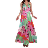 2024 Hanging Neck With Broken Floral Dress High-Waisted Luxury Sexy Dress