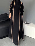 Fashion Temperament In The Autumn Of 2024 Splicing Thin Bump Color Waist Dress