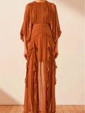 Autumn New Round Collar Lantern Sleeves With Lotion Side Of The Dressing Lady