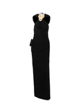 Luxury Dress Dress 2025 Summer New Hanging Neck Metal Flowers Sexy Famous Dress Woman