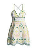 Women's Dress 2025 Still High-End Embroidery Print Sexy Slings Hollow Summer Bottoming Dress