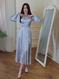 2024 Gentle Wind With Ribbon Print Lady Style Dress Dress