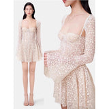 2025 Fang Tangsu Strap Horn Sleeve A-Sided Lace Embroidery Skirt