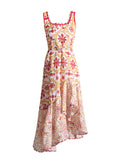 Holiday Dress 2025 New Square Collar Sleeveless Lace Design Mid-Rise Irregular Dress Woman