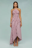 For High-End Chiffon Dress Women Lotus Edge Folding Design Thin Long Dress Fast Fashion HZ0628