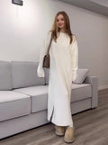 2024 Knitted Cover Korean Version Of Fashion Temperament Round Long Loose Dress