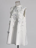 Design Famous Style Dress 2025 Spring New Three-Dimensional Flowers Sleeveless A-Shaped Dress Woman