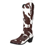Winter New Sharp Head And Cow Hair Show Coarse And Knee Boots Women's Boots High Quality Shoes
