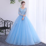 Annual Performance Dresses 2025 New Student Voice Test Long Sleeve Art Test Blue Long Sleeve Dress Woman