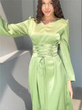 2024 New Strap To The Waist Long-Sleeved V-Neck To Repair The Famous Dress
