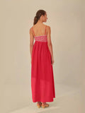 Sensense Fish-Shaped Three-Dimensional Embroidery Chest Pressure Folded Red Sling Dress 2024 Spring And Summer New