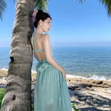 Sanya Beach Dress Seaside Holiday Atmosphere Hanging Neck Dress Sexy Naked Dress Woman