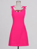 A Skirt 2025 Summer New Small Fragrant Wind U-Neck Bow Decorated Sexy Sling Dress