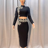 Flower Diamond Set Dress Banquet Femininity Fashion Elegant High-End Felt Banding Evening Dress