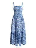New Blue Personalized Print Sexy Breast Sling Sling Sling Belts With Thin Temperament Single-Breasted Hollow Dress