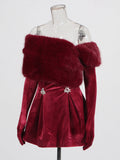 Temperament Elegant Style Velvet Skirt 2025 Summer New Bra Wearing More French Wool Design Dress Dress Woman
