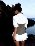 Niche Design Hottie Bumps Into Waist Lotus Leaf-Side Skirt Stitched With Bra Dress Suit Woman