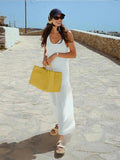 Fashion French Casual Perspective Sleeveless Solid Dresses For Summer 2024 Summer