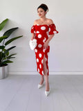 Fashion Wave Point Sexy Back Horn Sleeve Dress In Summer 2024