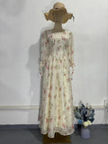 New Broken Flower Fairy Intellectual Wind Waist Tie With Long Dress