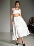Temperament Elegant Wind 2025 Spring New Three-Dimensional Flower Sling Sling Belt High Waist Mid-Long Skirt Suit Woman