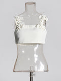 Temperament Elegant Wind 2025 Spring New Three-Dimensional Flower Sling Sling Belt High Waist Mid-Long Skirt Suit Woman