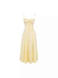 Retro Temperament Sexy Hottie Thin Belt Sling Dress Girl 2024 Spring And Summer Open Long Dress
