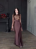 2024 Splicing Glass Yarn Sleeve Long Denwear Dress