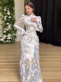 Spring Gentle Style Dress With Printed Sleeve Dress
