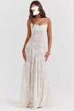 French Seaside Holiday Wind White Sling Belts With Thin Tug-And-Wearing Fairy Thoracic Dress