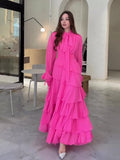 The Autumn Of 2024, The New Lotus Leaf Side Splicing Court Chiffon Design Sense Semi-High Collar Dress