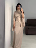 2024 New Court Feng Sleeve Dress With Half-High Collar Long-Sleeved Dress