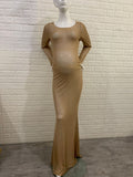 Women's Clothing Perspective High Elastic Net Round-Collar Repair Pregnant Woman Photo Photo Drag Floor Dress 1245 Maternity