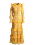 Elegant Retro Style Dress 2025 Spring New Lace Embroidery Mesh Dress Woman