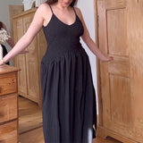 Women's Summer V-Neck Suspension Suspension Suspension Sumley Sumley High Waist Temperament Dress