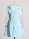 Temperament Fashion Style Dress 2025 New Design Feel Handmade Flowers Decorated Solid Color Sleeveless A Skirt