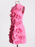 Temperament Famous Style Short Dress 2025 Spring New Heavy Industry Three-Dimensional Flowers Spliced With Dress Dress Woman